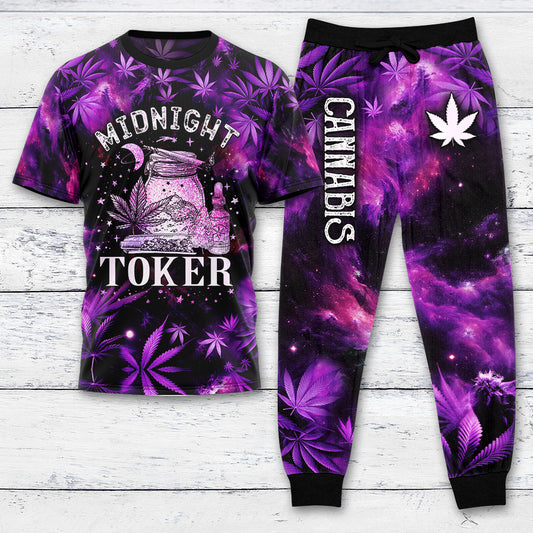 Midnight Toker Purple Galaxy T-shirt And Pants Set