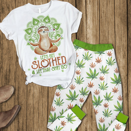 Let's Get Slothed And Let That Shit Go T-shirt And Pants Set