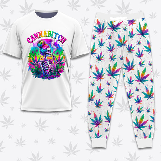 Cannabitch Skeleton SL001 T-shirt And Pants Set