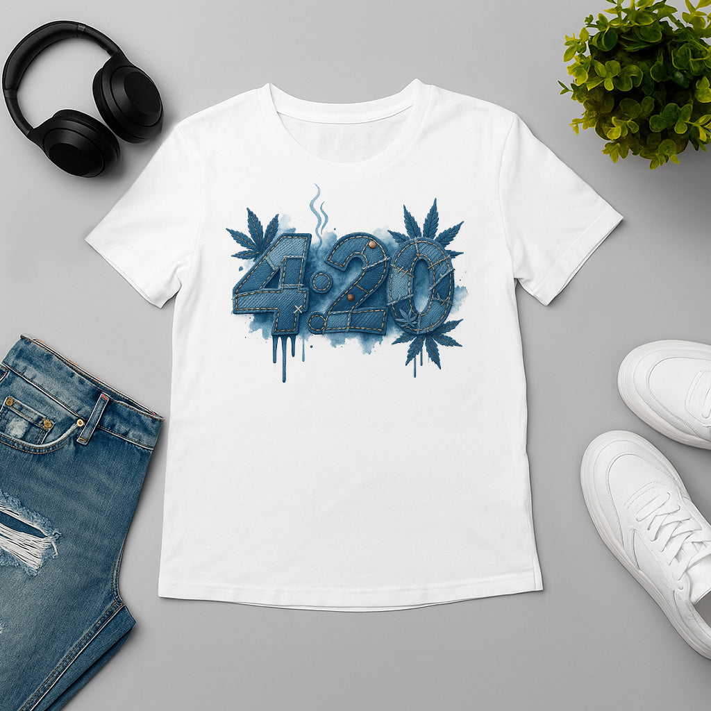 420 Denim Texture 2D T-shirt Made In USA