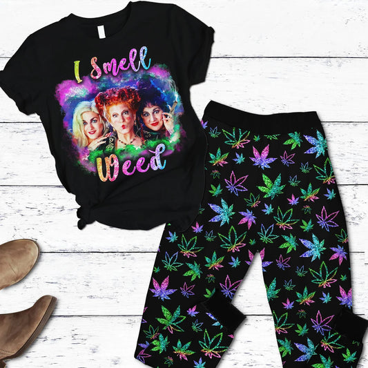 I Smell Weed T-shirt And Pants Set