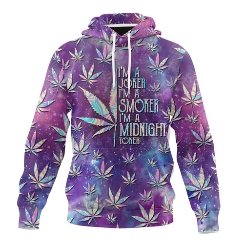 Purple Tiedye Gradient I'm A Midnight Toker AOP Hoodie